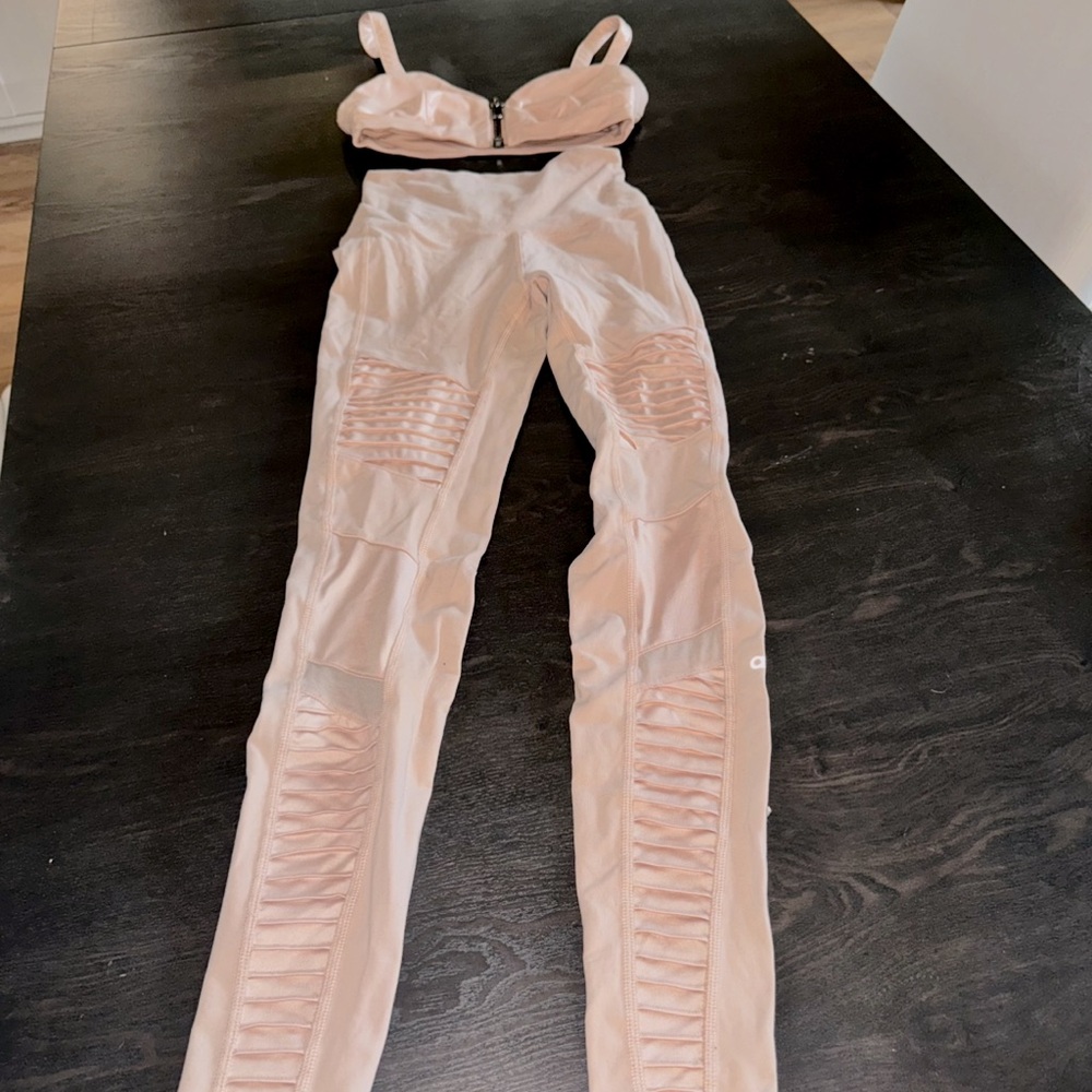 Alo Yoga Set- High Waist Moto Leggings and Matching Sports Bra